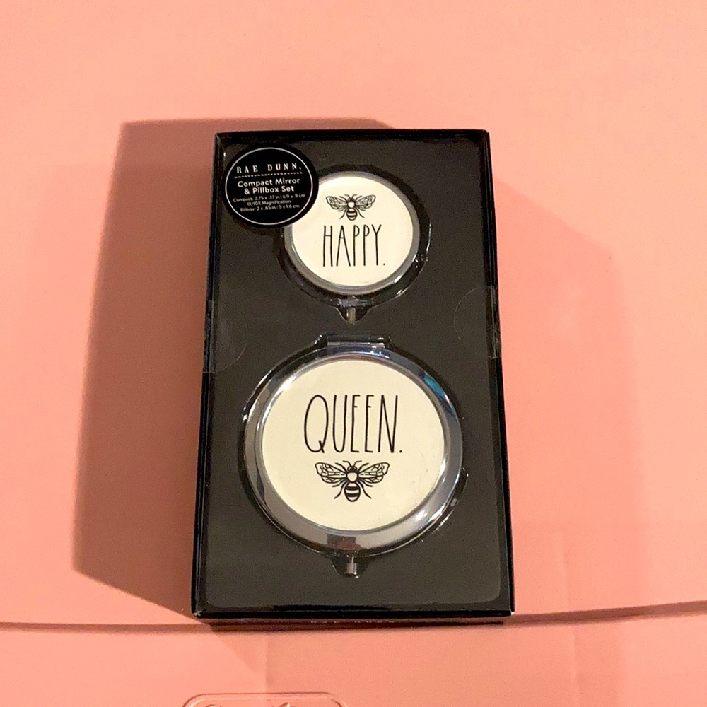 COPY - Rae Dunn Bee Happy & Queen Bee 🐝 NIB pillbox & compact mirror set.